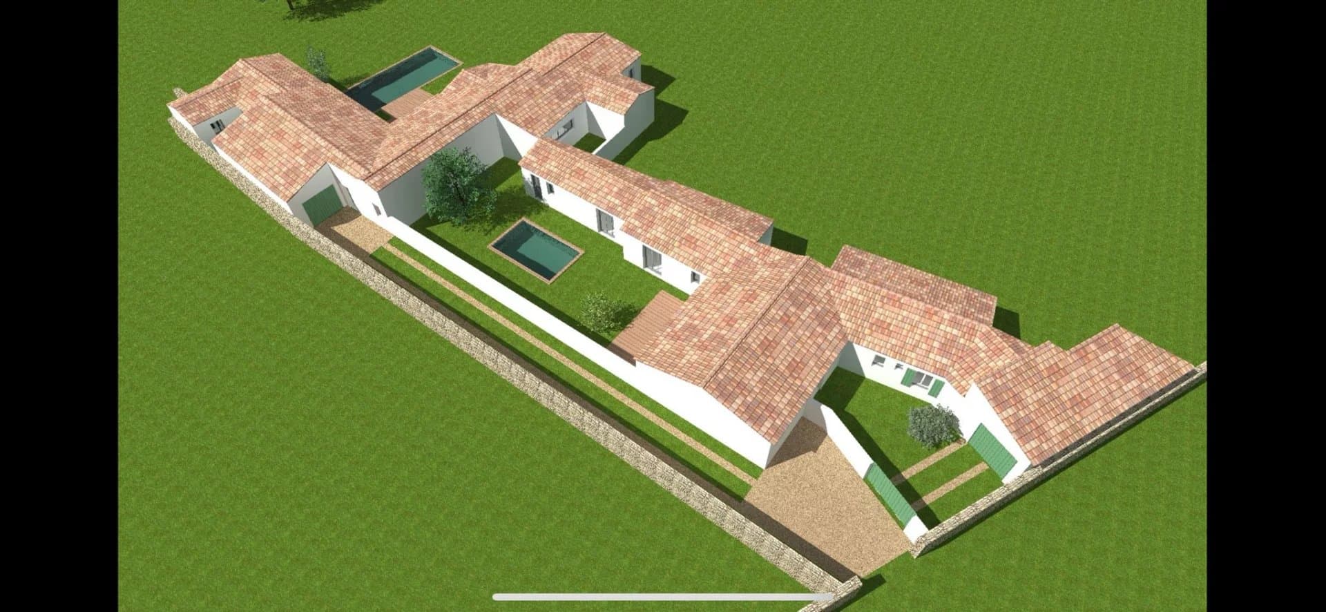 Terrain constructible de 783m2 pour une maison de 200m2 avec piscine