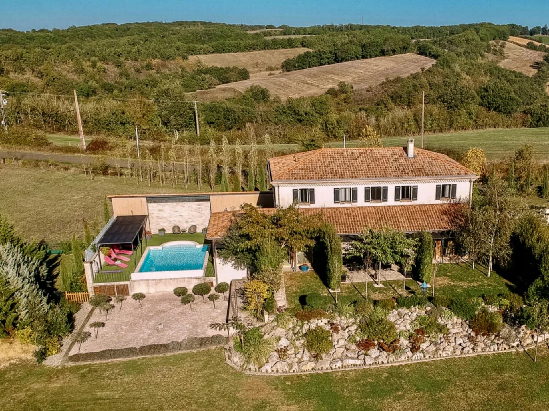 For sale fabulous country house with stunning views 20 minutes from Marciac