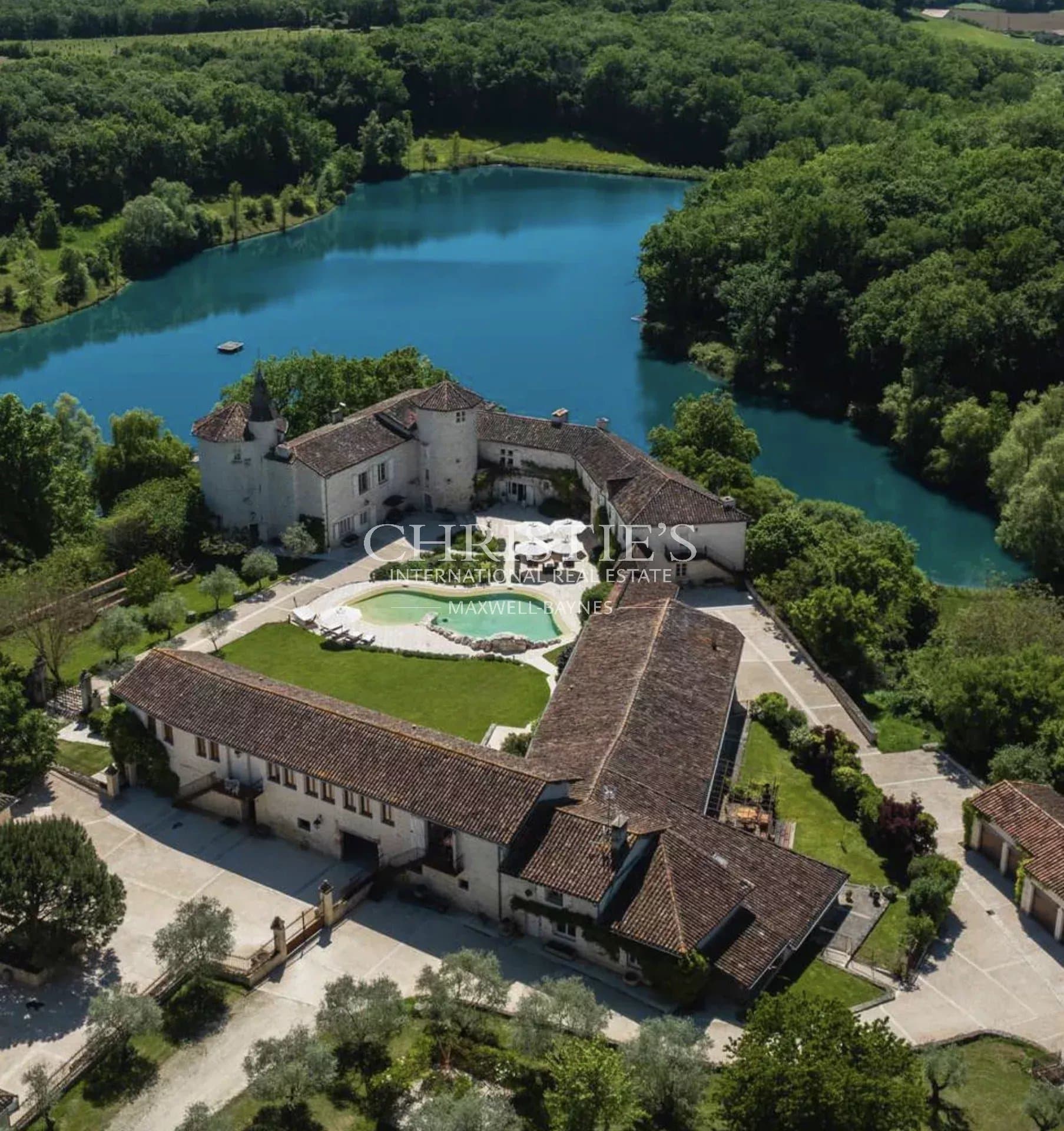 Historic chateau with sculpted pool, lakes, equestrian facilities, 158 hectares and stunning views in the Gers South West France